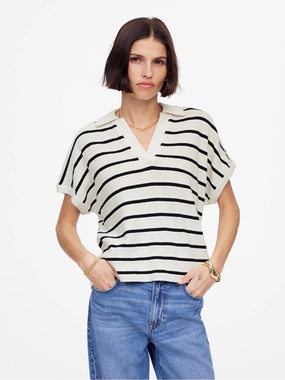 Madewell Relaxed V-Neck Polo Shirt